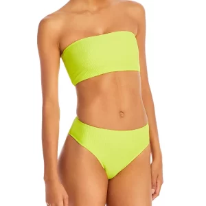 Frankies Bikinis Jenna Bandeau Bikini Top & Jenna Ribbed High Waist Bikini Bottom