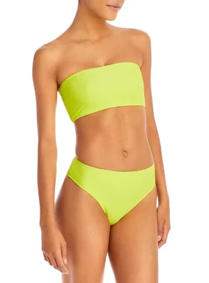 Frankies Bikinis Jenna Bandeau Bikini Top & Jenna Ribbed High Waist Bikini Bottom