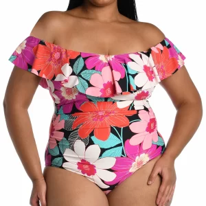 La Blanca Off-The-Shoulder Ruffled One-Piece Swimsuit