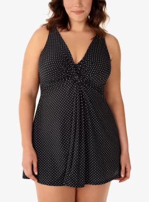 Miraclesuit Plus Size Allover Slimming Pin-Point Marais Swimdress