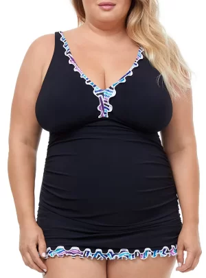 Profile by Gottex Tummy Control Contrast Trim Swimsuit