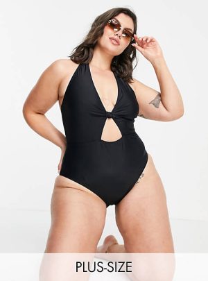 South Beach Curve Exclusive cut out swimsuit in black