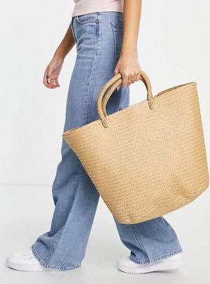 My Accessories London structured woven tote bag in straw