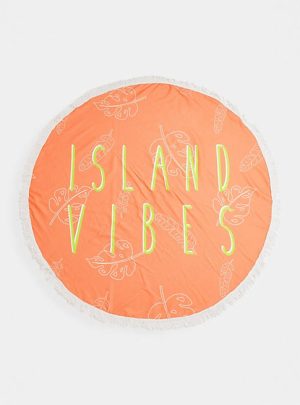 South Beach round slogan beach towel in pink