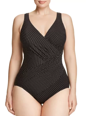 Miraclesuit Plus Plus Pinpoint Oceanus One Piece Swimsuit