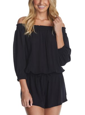 Juniors’ Solid West Coast Cover-Up Romper