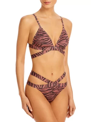 AQUA Swim Animal Print Strappy Bikini Top and Bottom