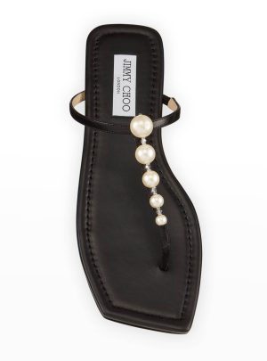 JIMMY CHOO Alaina Pearly-Stud Thong Sandals