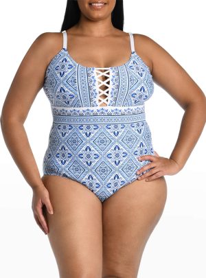 LA BLANCA Plu Size Mediterranean Breeze One-Piece Swimsuit