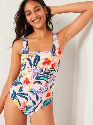 Square-Neck One-Piece Swimsuit for Women