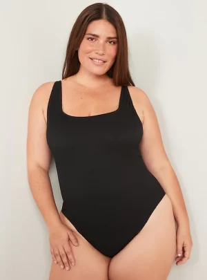 Textured-Rib Square-Neck One-Piece Swimsuit for Women