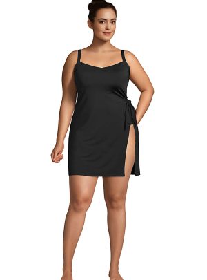 Women’s Plus Size Chlorine Resistant Sweetheart Swim Dress One Piece Swimsuit Adjustable Straps